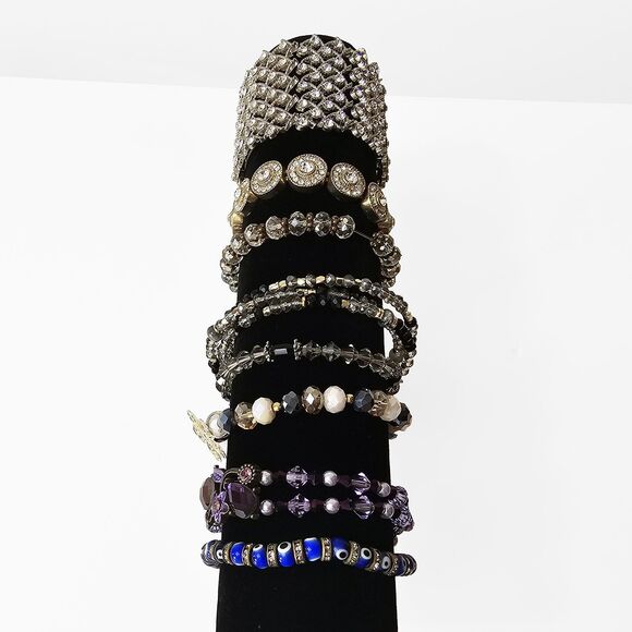 Bundle of 8 Wearable Beaded and Rhinestone Fashion Bracelets - Picture 8 of 8